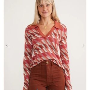 Marine Layer Morgan Sweater Polo Warm multi color . Size S . New.